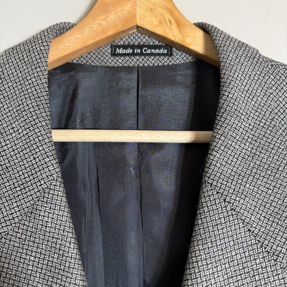 Yves Saint Laurent Wool Sport Coat Jacket Blazer Men's 44L Black Tan Gray Formal - Picture 6 of 13